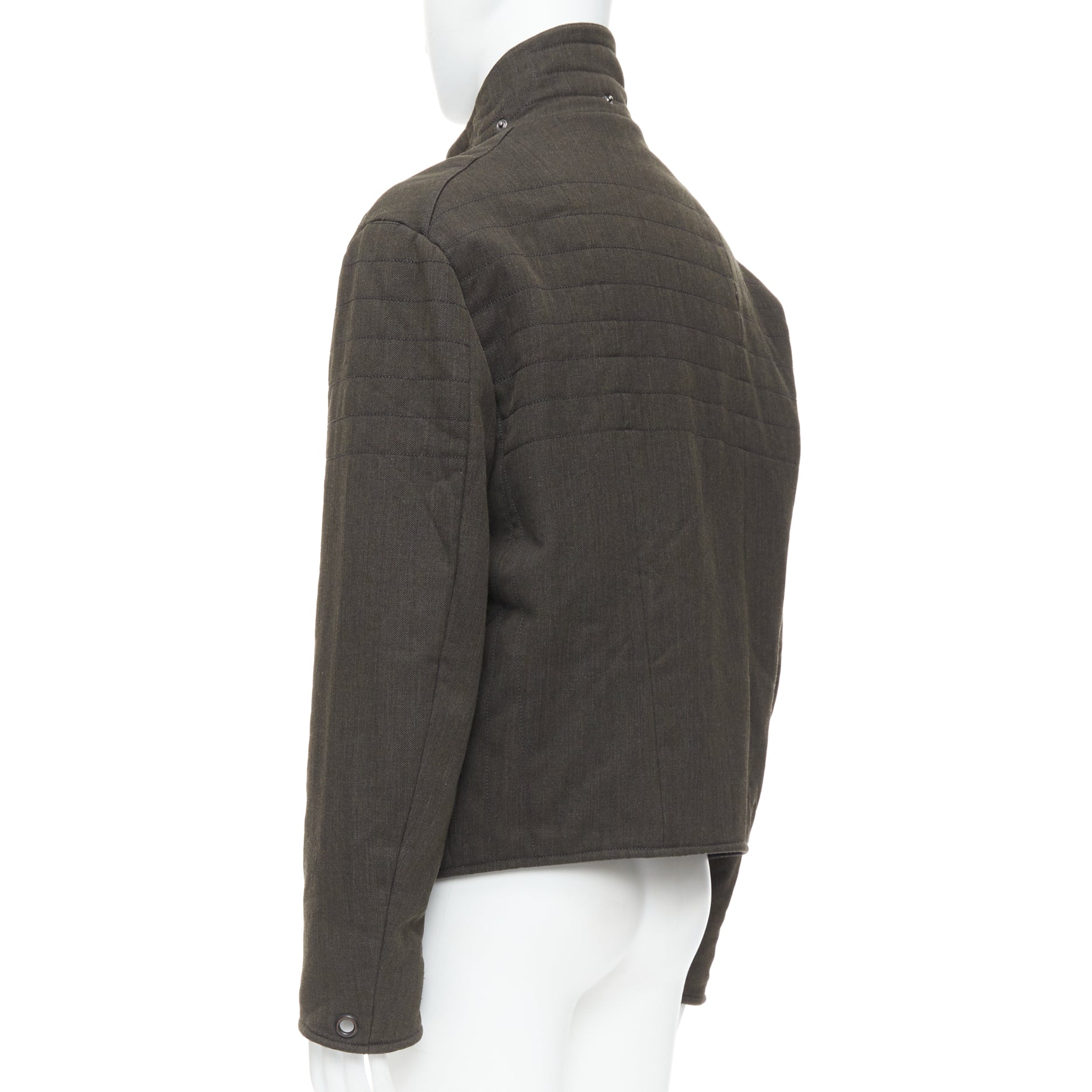 Burberry Green Wool Biker Jacket - Detail 2