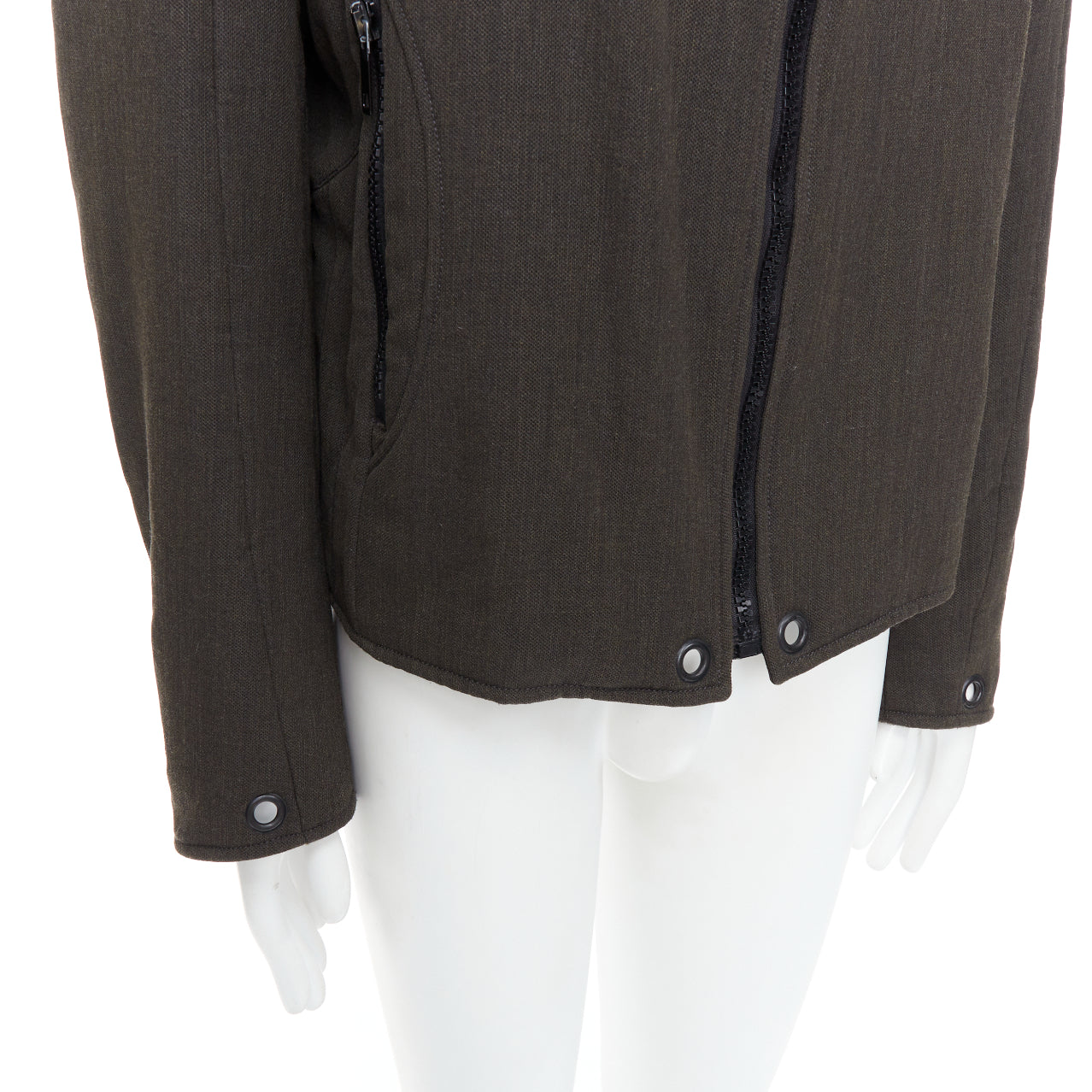 Burberry Green Wool Biker Jacket - Image 10