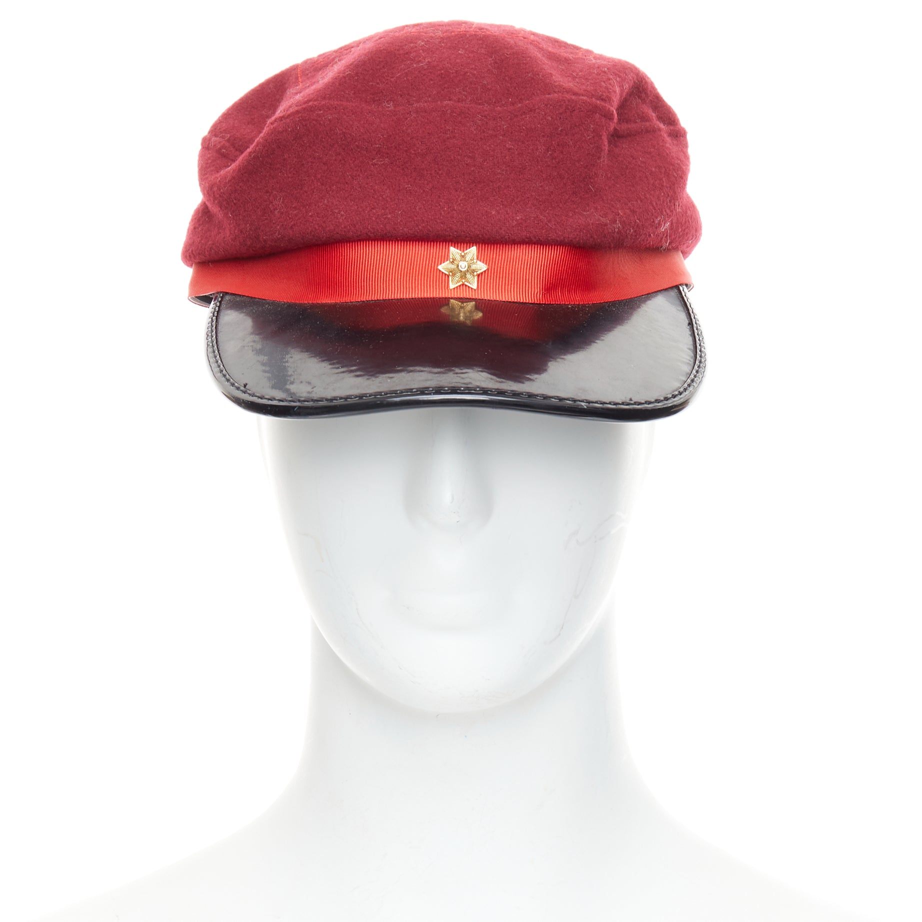 Comme Des Garcons Red Wool Officer Hat - Back view