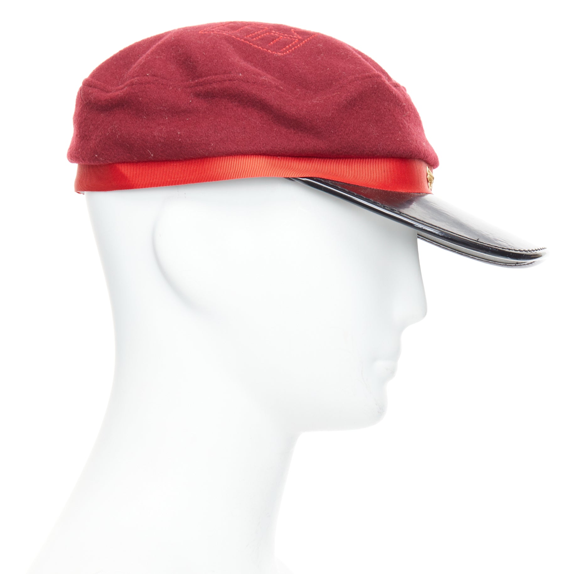 Comme Des Garcons Red Wool Officer Hat - Image 6