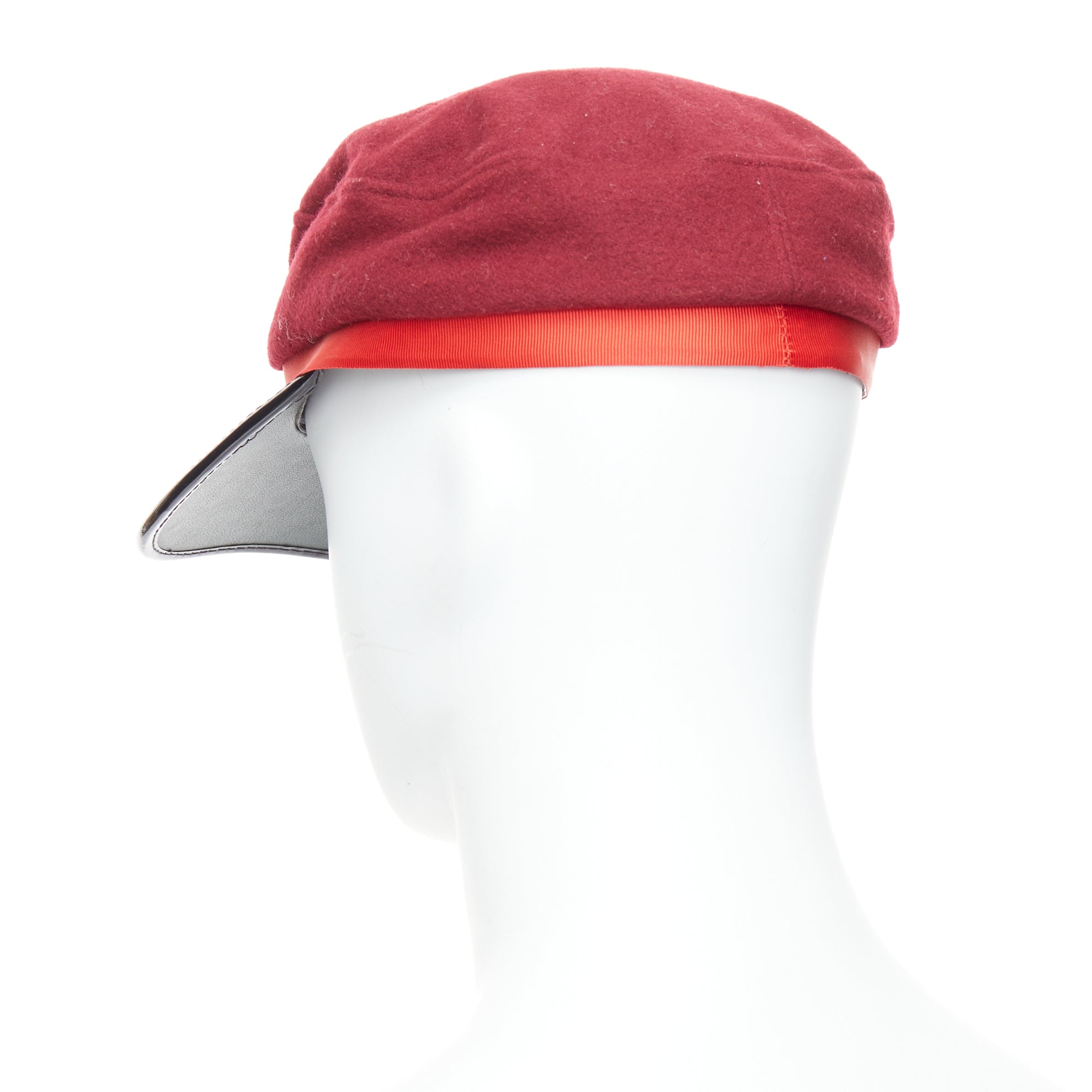 Comme Des Garcons Red Wool Officer Hat - Side view