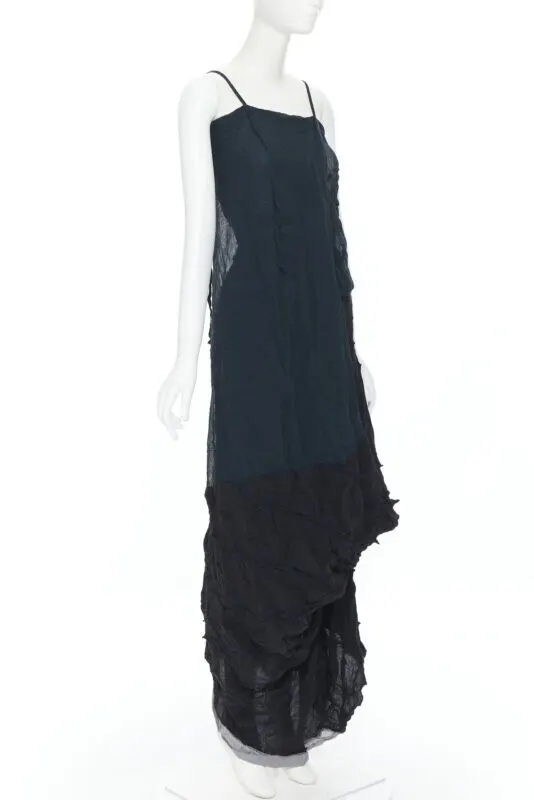 Yohji Yamamoto Shibori Dyed Dress Green Cotton Never worn, with tag - Model View