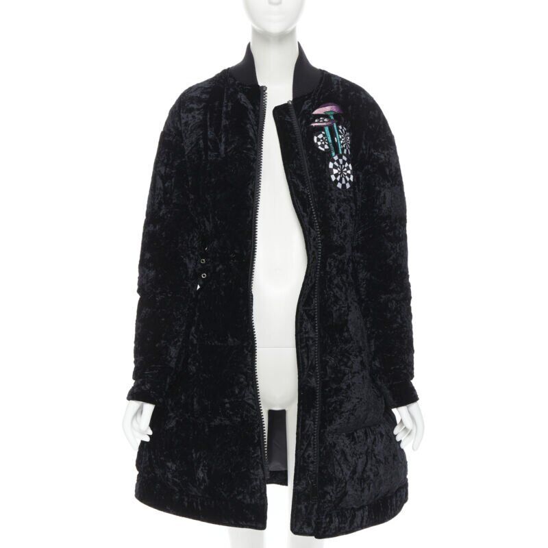 Versus Black Velvet Puffer Jacket - 4