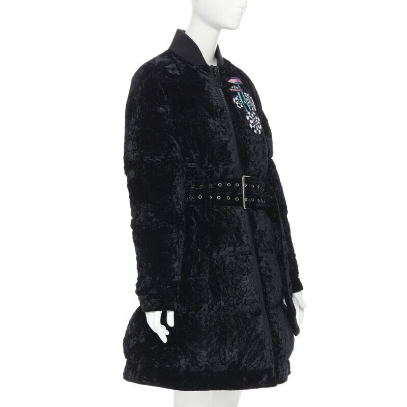 Versus Black Velvet Puffer Jacket - Side view
