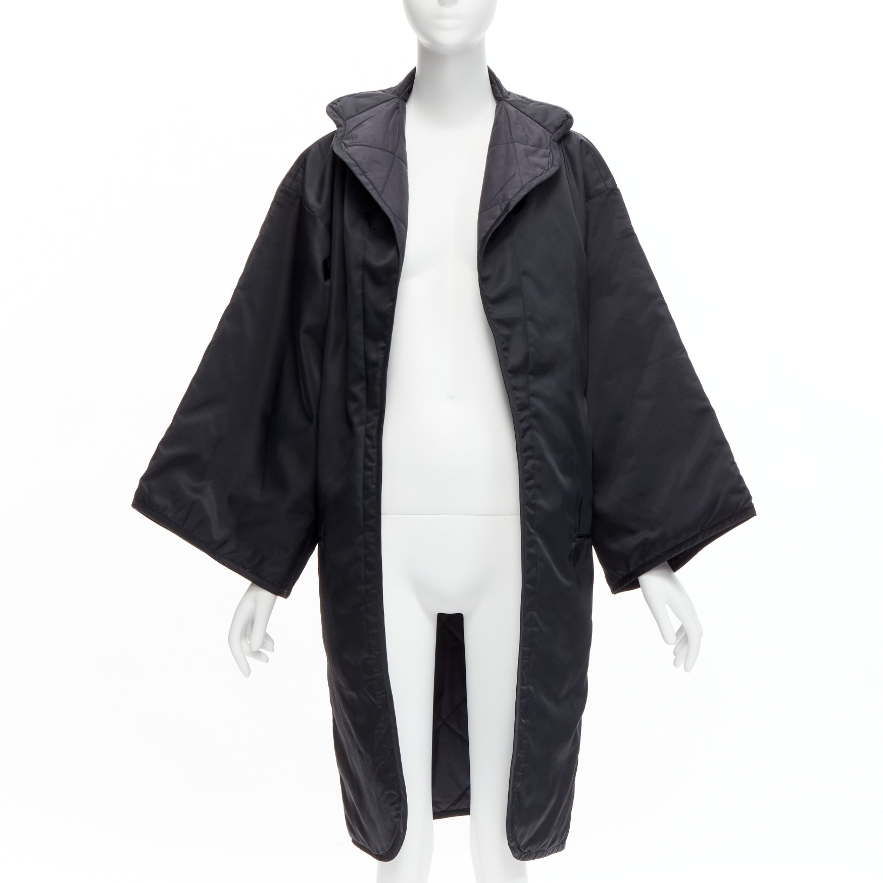 Yohji Yamamoto Black Padded Kimono Coat