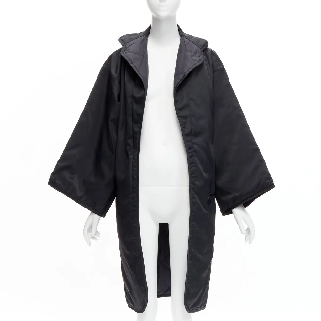 Yohji Yamamoto Black Padded Kimono Coat Black Never worn - Front View