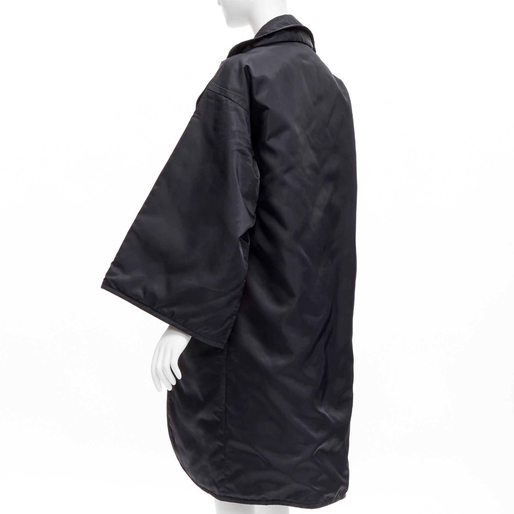 Yohji Yamamoto Black Padded Kimono Coat - Back view