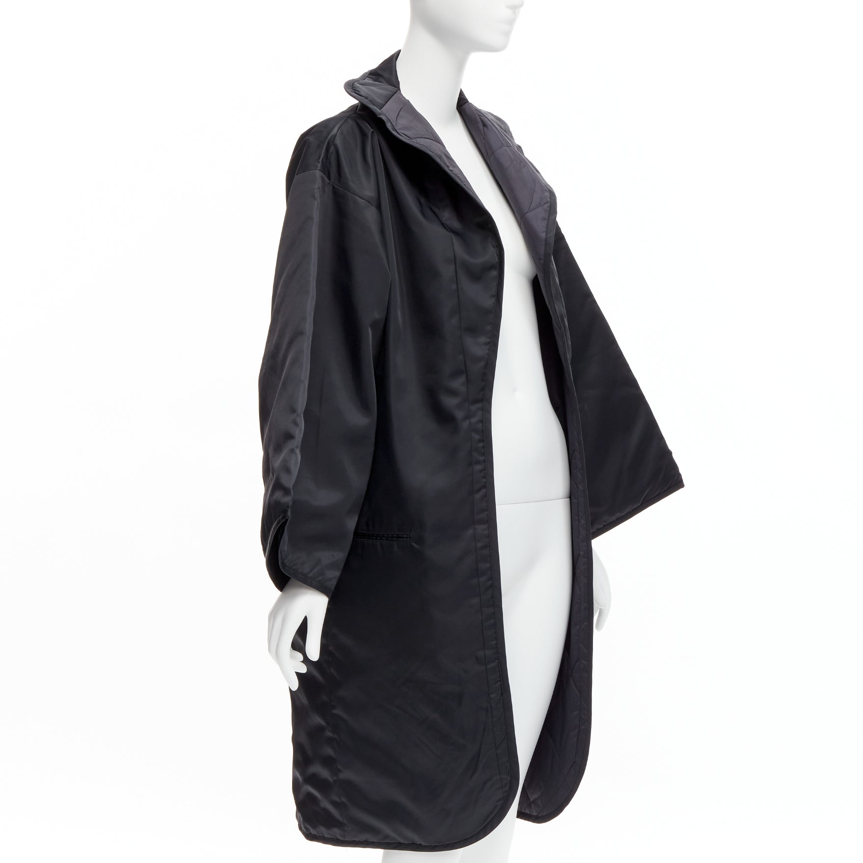 Yohji Yamamoto Black Padded Kimono Coat - Image 6