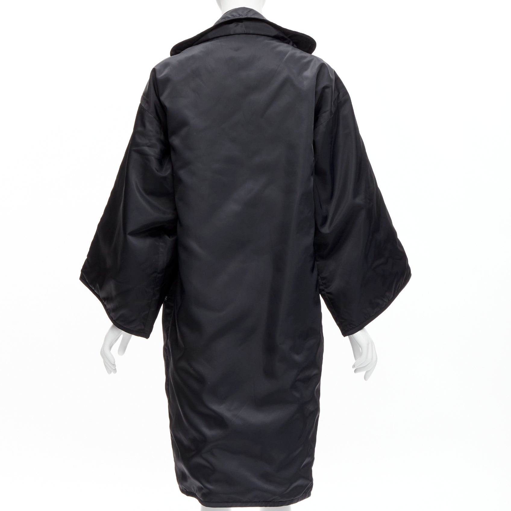 Yohji Yamamoto Black Padded Kimono Coat - Side view