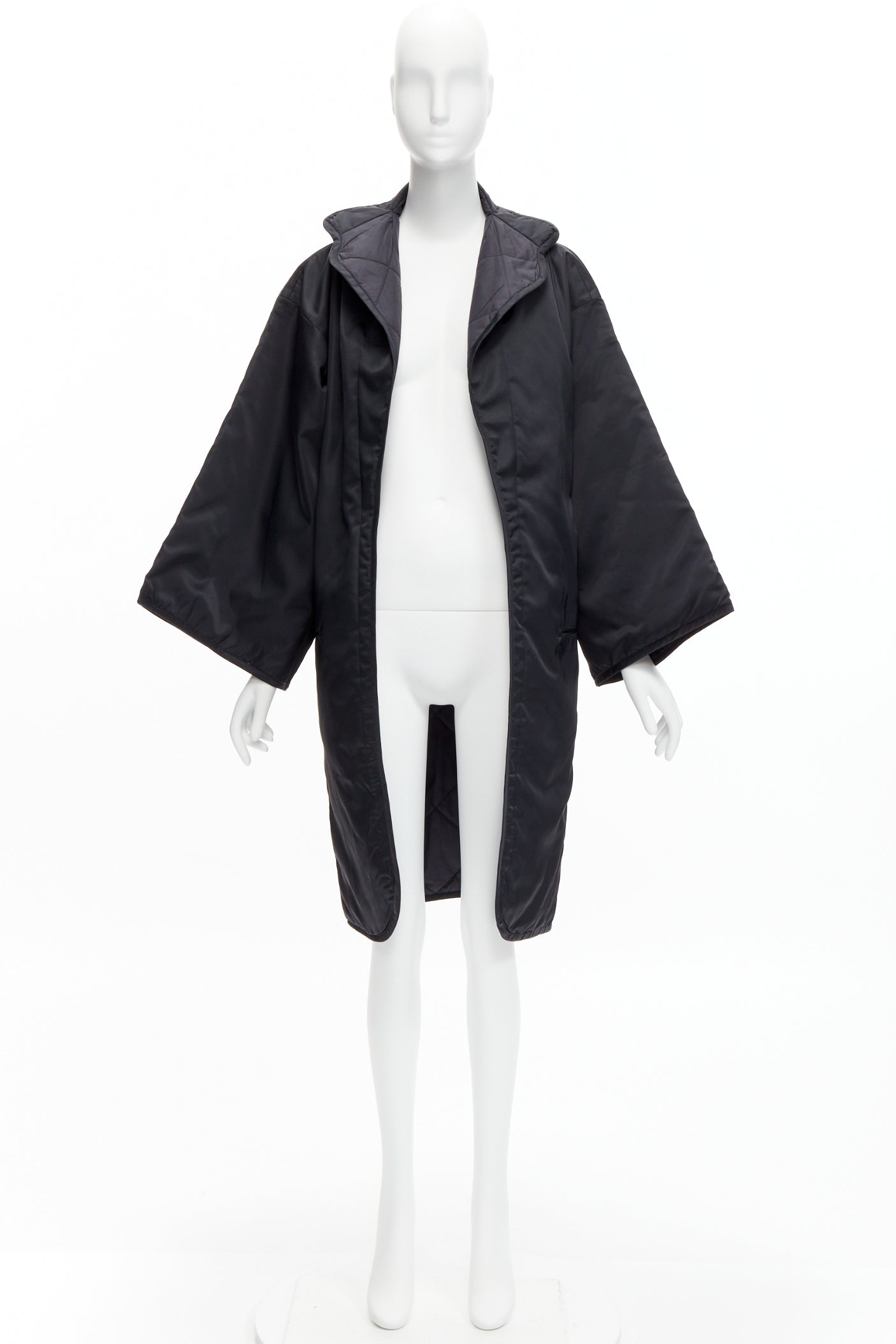 Yohji Yamamoto Black Padded Kimono Coat - Image 12