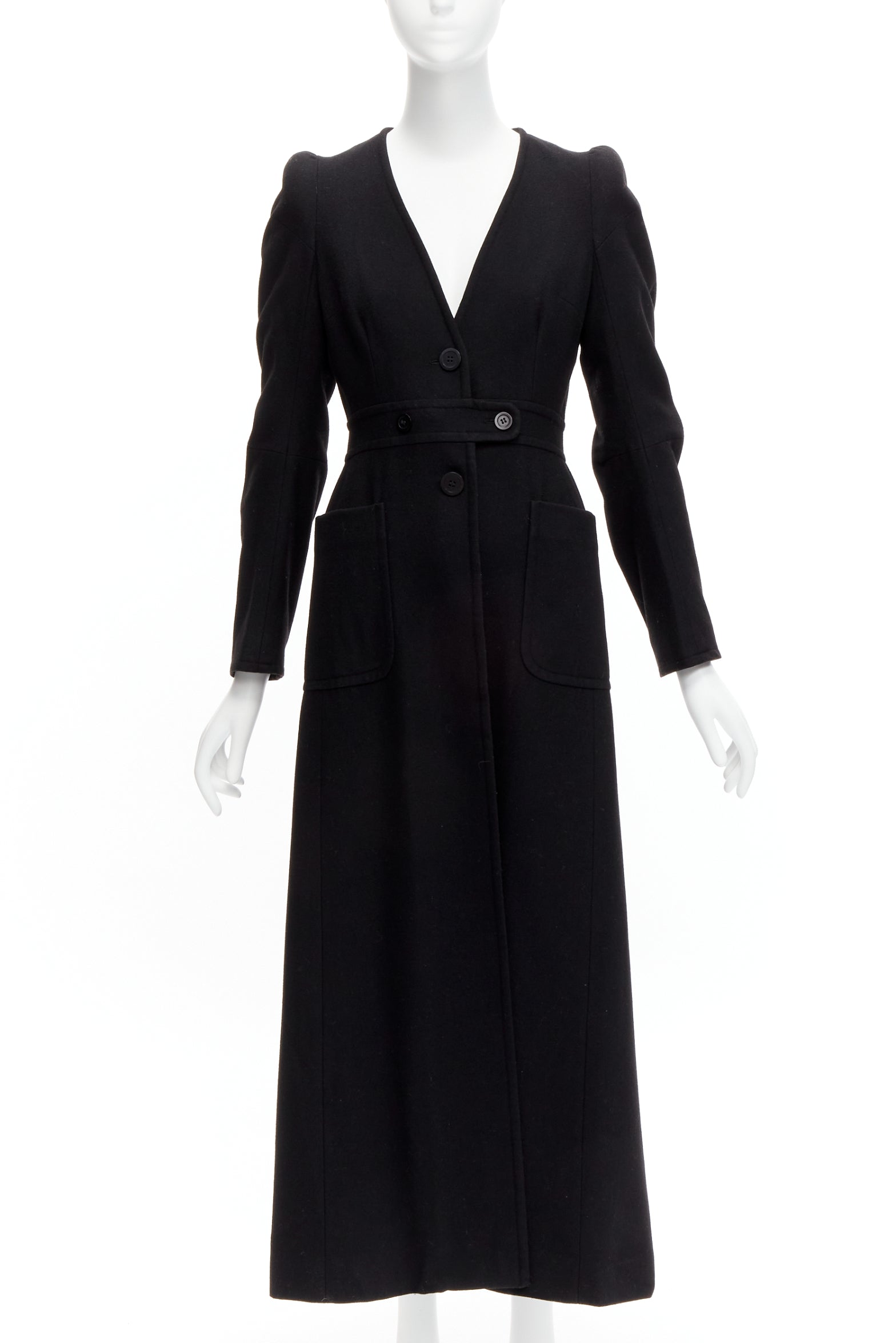 Maison Martin Margiela Black Wool Cigarette Coat