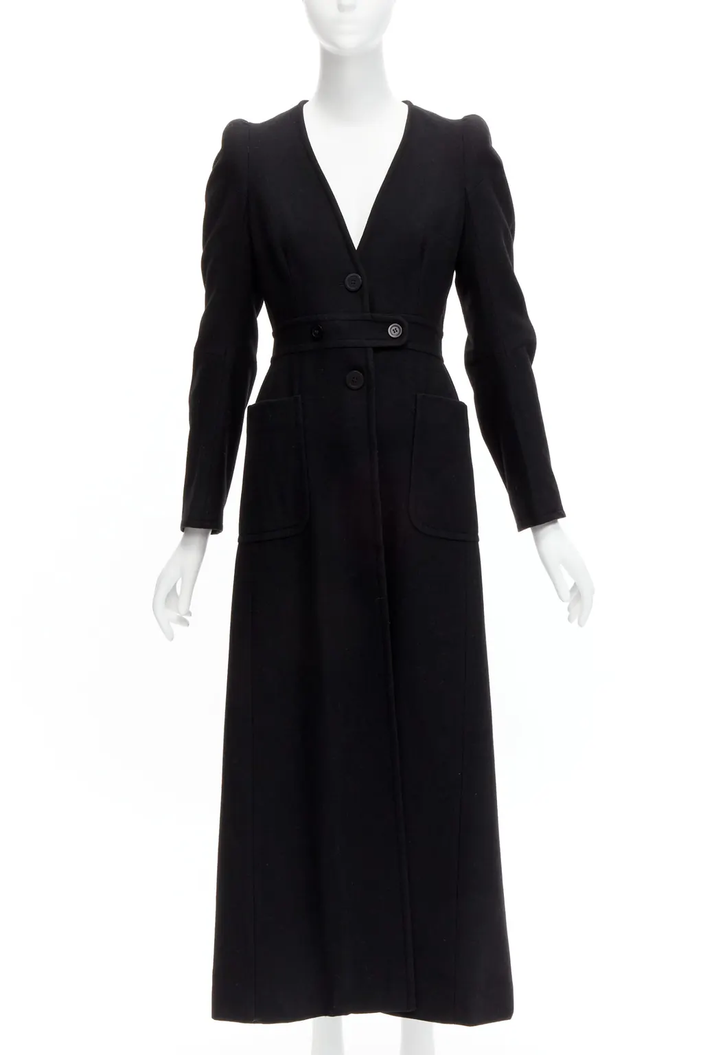 Maison Martin Margiela Black Wool Cigarette Coat Black Polyester Very good - Front View