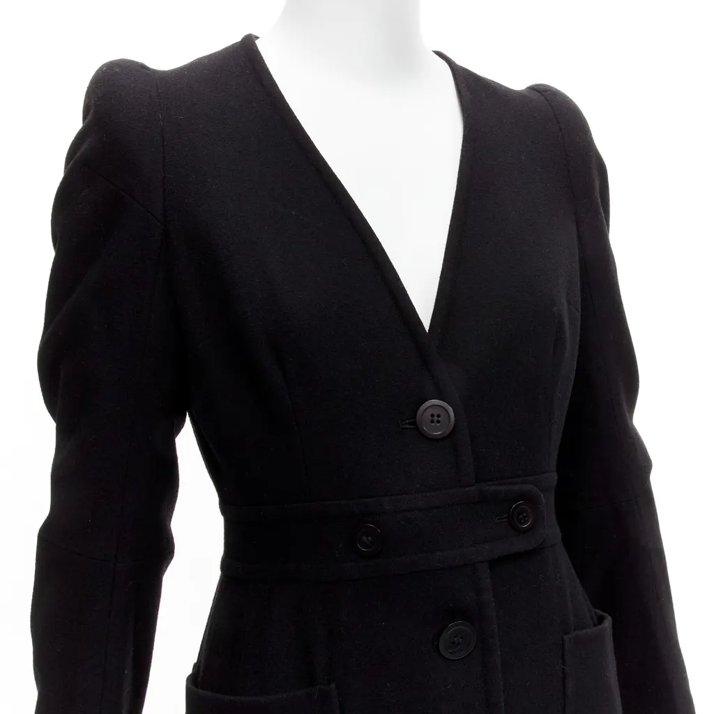 Maison Martin Margiela Black Wool Cigarette Coat Black Polyester Very good - Back View