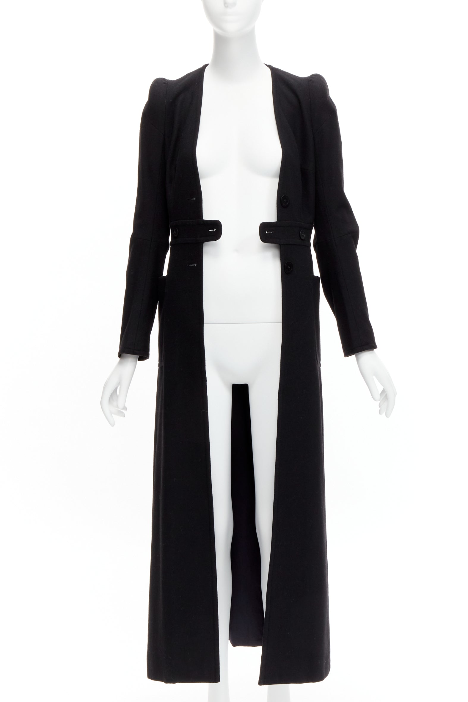 Maison Martin Margiela Black Wool Cigarette Coat - Image 6