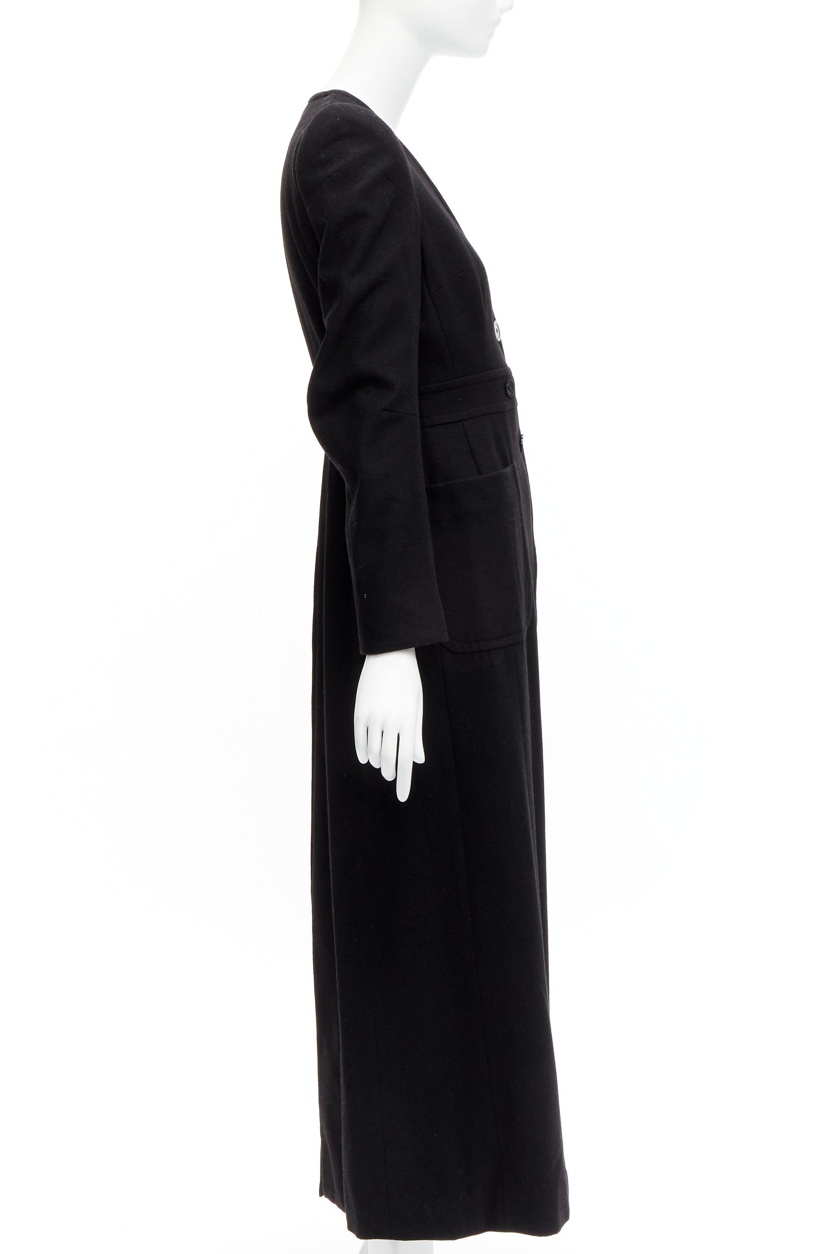 Maison Martin Margiela Black Wool Cigarette Coat - Side view