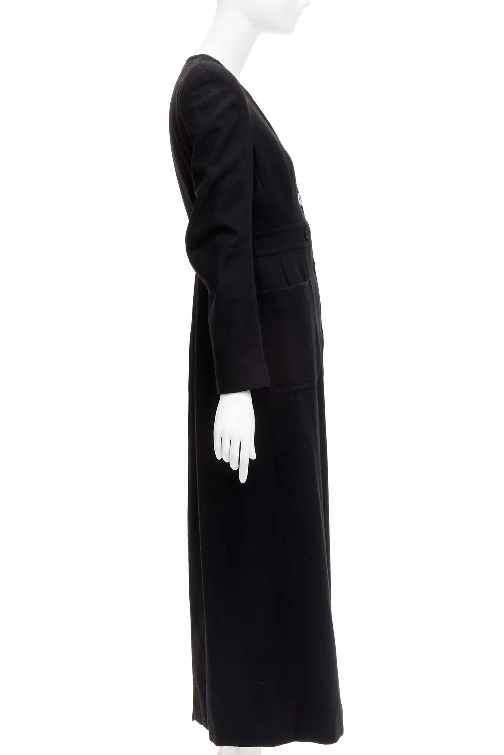 Maison Martin Margiela Black Wool Cigarette Coat Black Polyester Very good - Box View