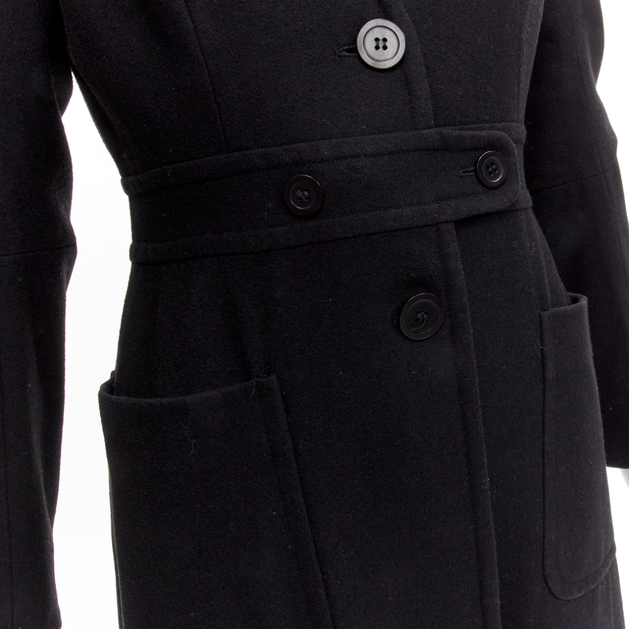 Maison Martin Margiela Black Wool Cigarette Coat - Image 10