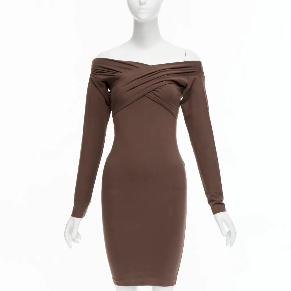 Romeo Gigli Criss Cross Dress Brown Cotton Very good - Front View