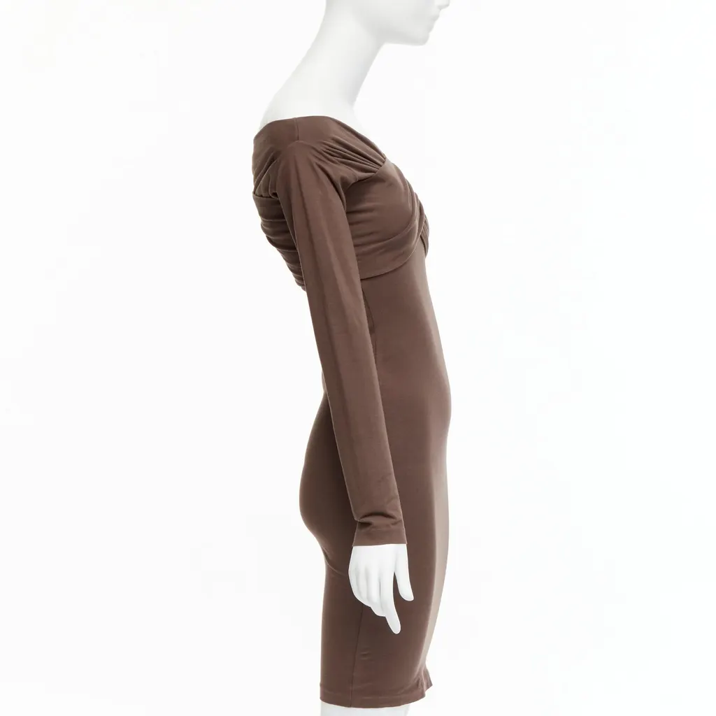 Romeo Gigli Criss Cross Dress Brown Cotton Very good - Model View
