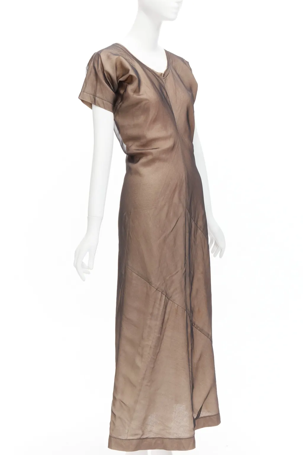 Comme Des Garcons Sheer Overlay Dress Beige Cotton Fair - Front View