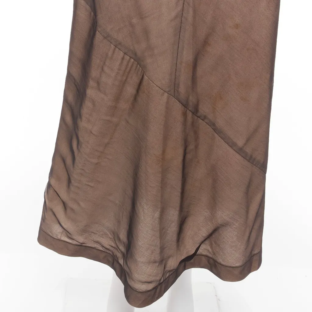 Comme Des Garcons Sheer Overlay Dress Beige Cotton Fair - Back View