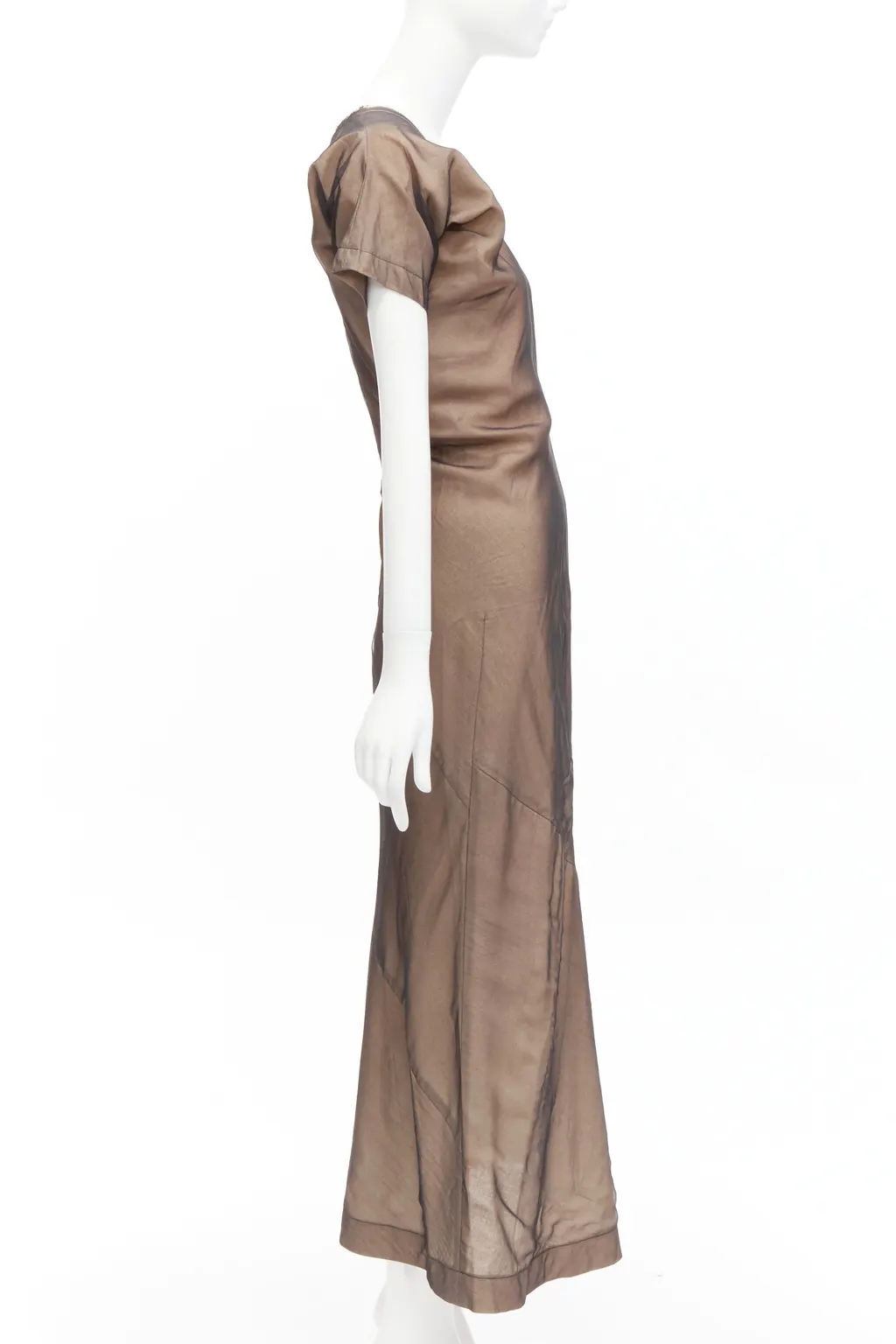 Comme Des Garcons Sheer Overlay Dress Beige Cotton Fair - Model View
