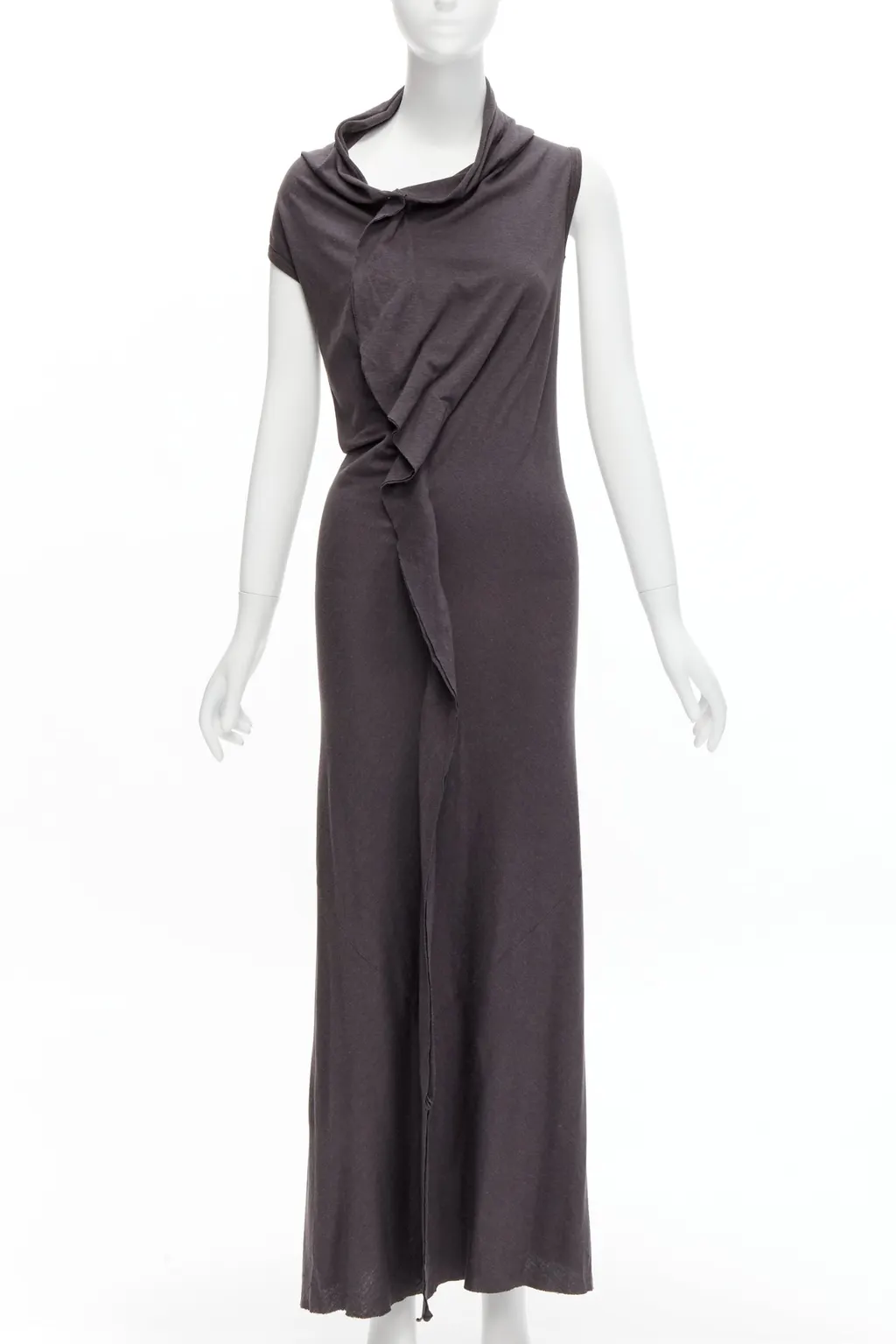 Comme Des Garcons Cowl Flutter Dress Grey Polyester Very good - Front View