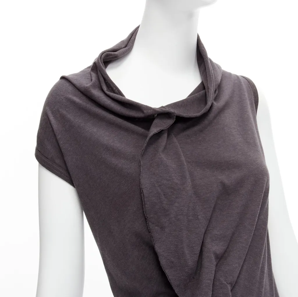 Comme Des Garcons Cowl Flutter Dress Grey Polyester Very good - Back View