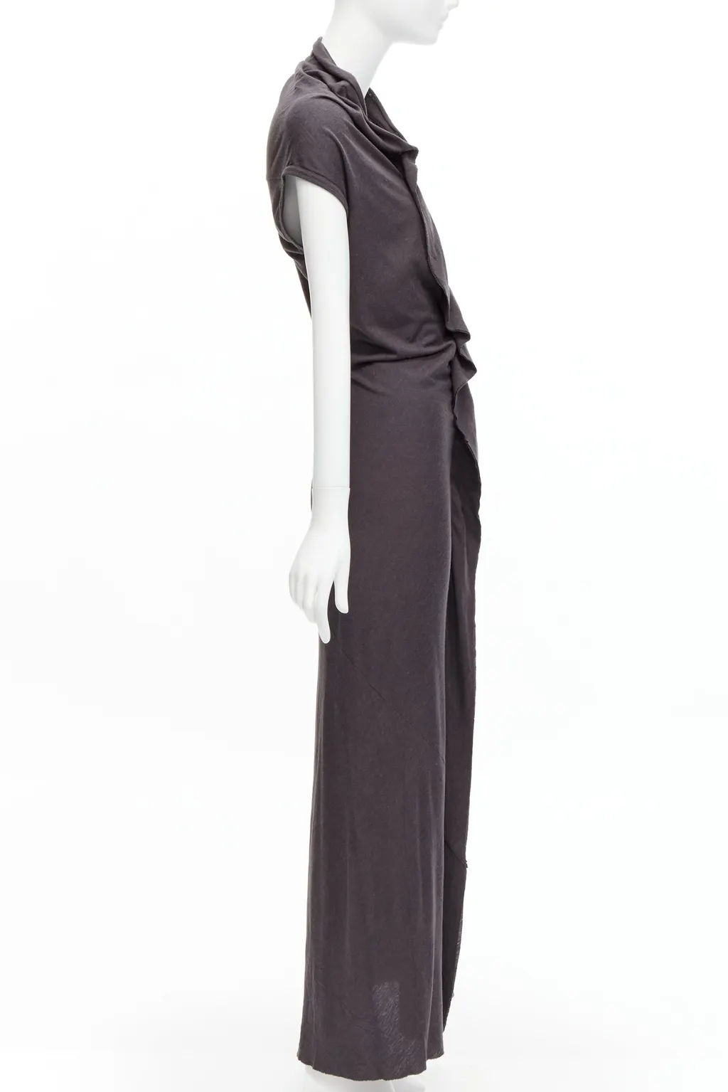 Comme Des Garcons Cowl Flutter Dress Grey Polyester Very good - Model View