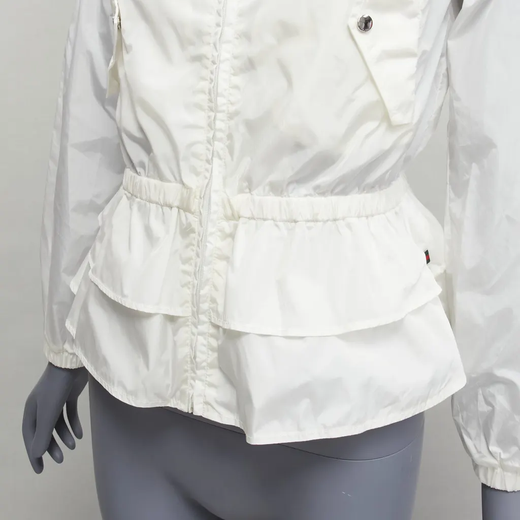 Gucci Ivory Peplum Hooded Jacket Ecru Polyamide Never worn, with tag - Back View