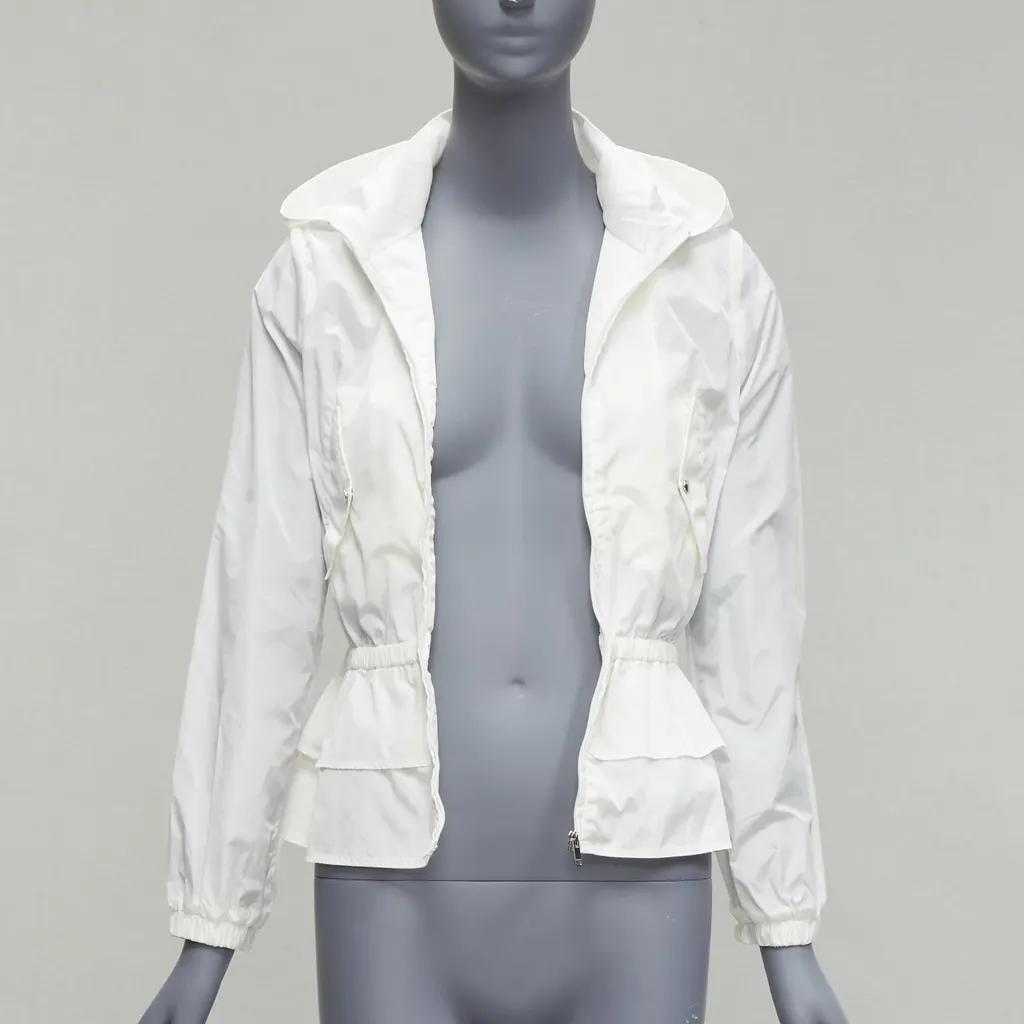 Gucci Ivory Peplum Hooded Jacket Ecru Polyamide Never worn, with tag - Inside View