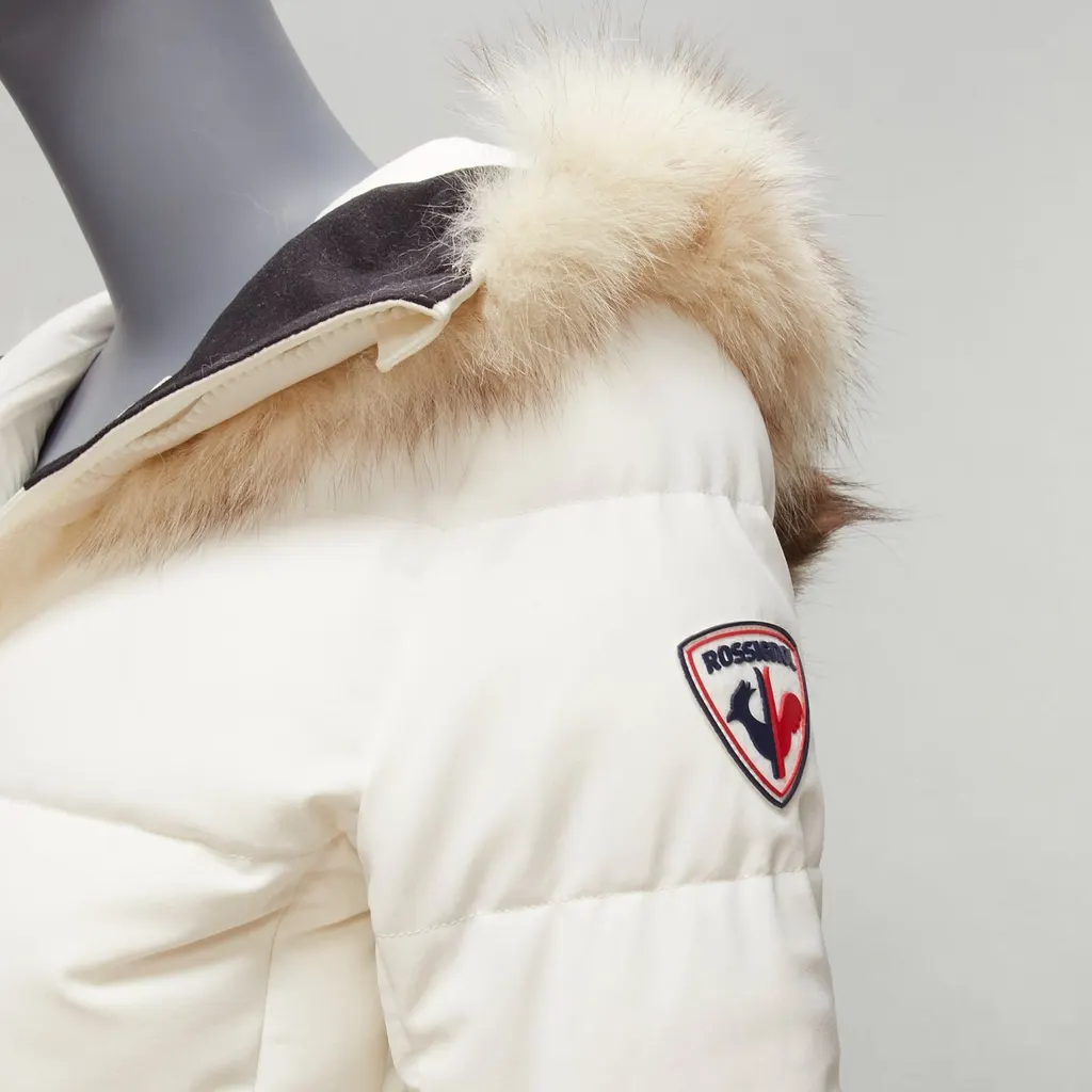 Rossignol Ivory Fur Hooded Puffer Ecru Polyamide Good - Back View