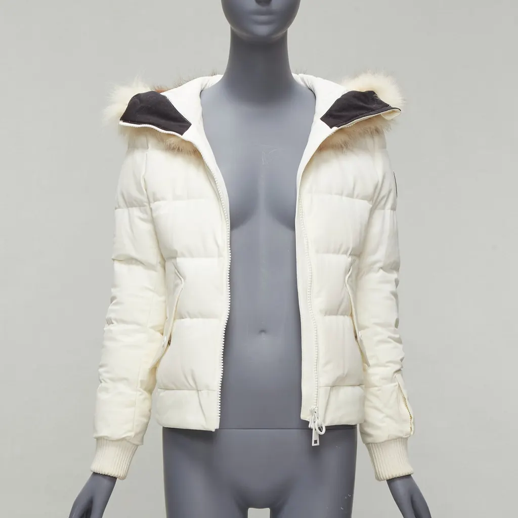 Rossignol Ivory Fur Hooded Puffer Ecru Polyamide Good - Inside View