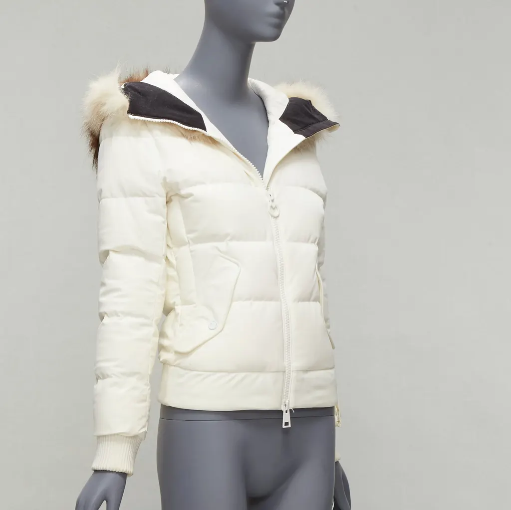 Rossignol Ivory Fur Hooded Puffer Ecru Polyamide Good - Model View