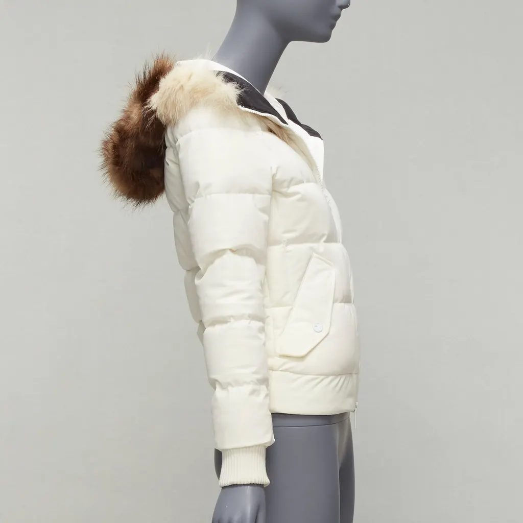 Rossignol Ivory Fur Hooded Puffer Ecru Polyamide Good - Box View