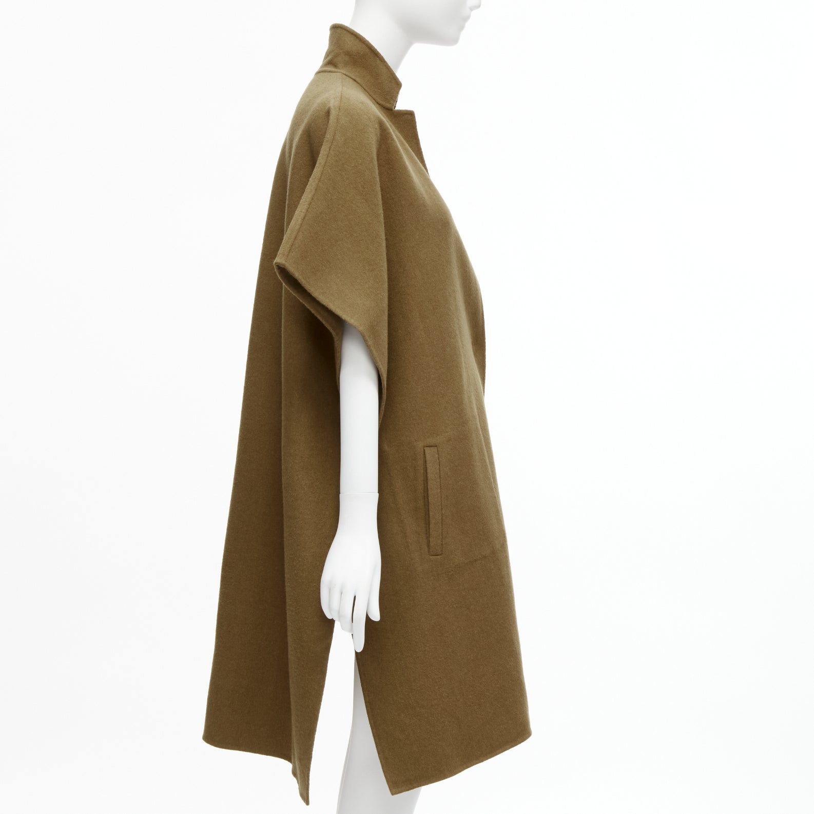 Tibi Brown High Collar Coat - Side view