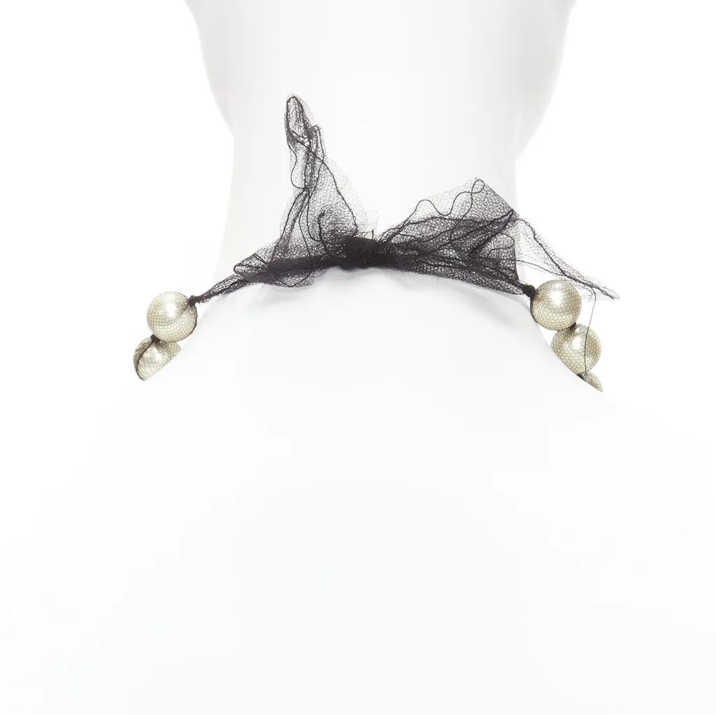 Lanvin Ribbon Wrap Necklace Beige Pearl Never worn - Box View
