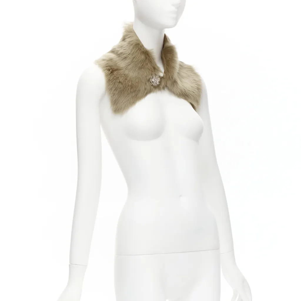 Simone Rocha Fur Bead Collar Brown Fur Never worn, with tag - Inside View