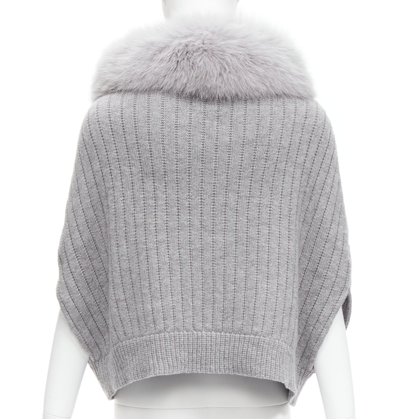 Unsigned / متعددة Fur Collar Poncho - Side view