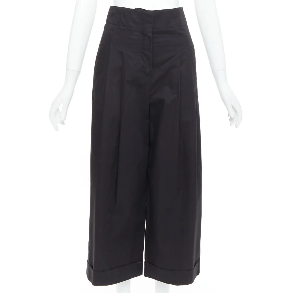 Celine High Waist Pants Black Cotton Very good - Front View