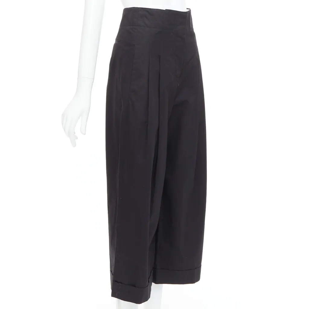 Celine High Waist Pants Black Cotton Very good - Inside View
