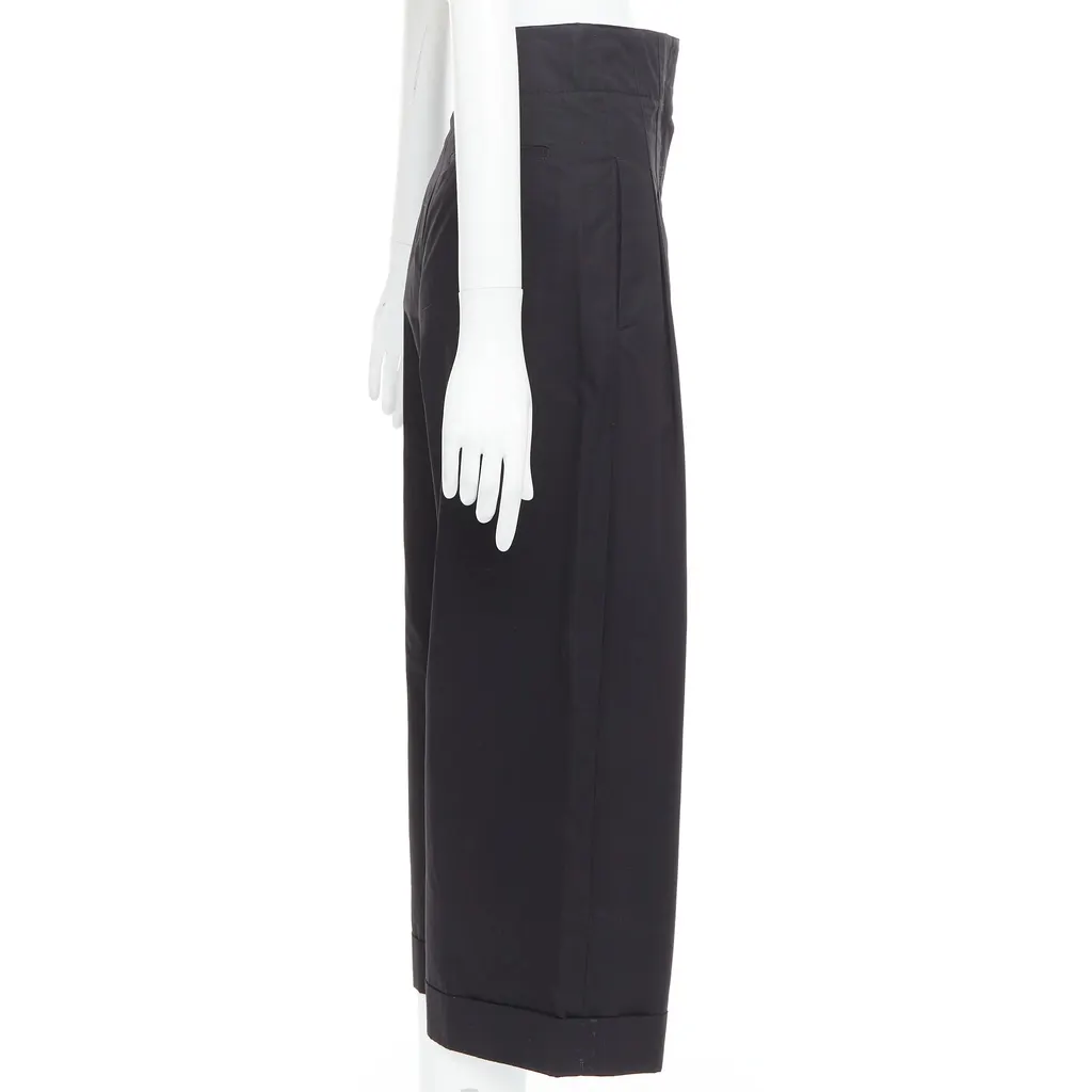 Celine High Waist Pants Black Cotton Very good - Model View
