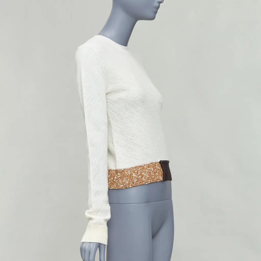Celine Colorblock Hem Sweater Ecru Wool Never worn - Inside View