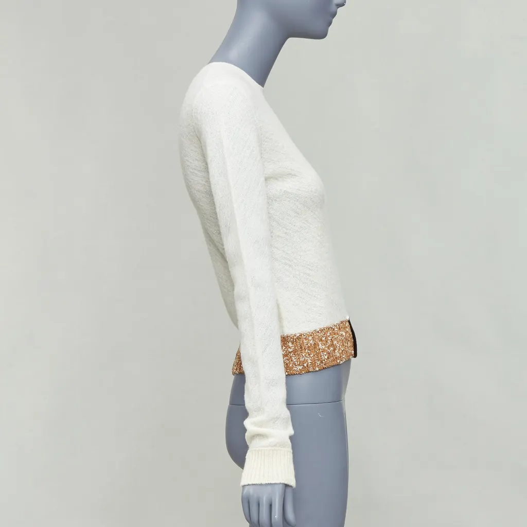Celine Colorblock Hem Sweater Ecru Wool Never worn - Model View