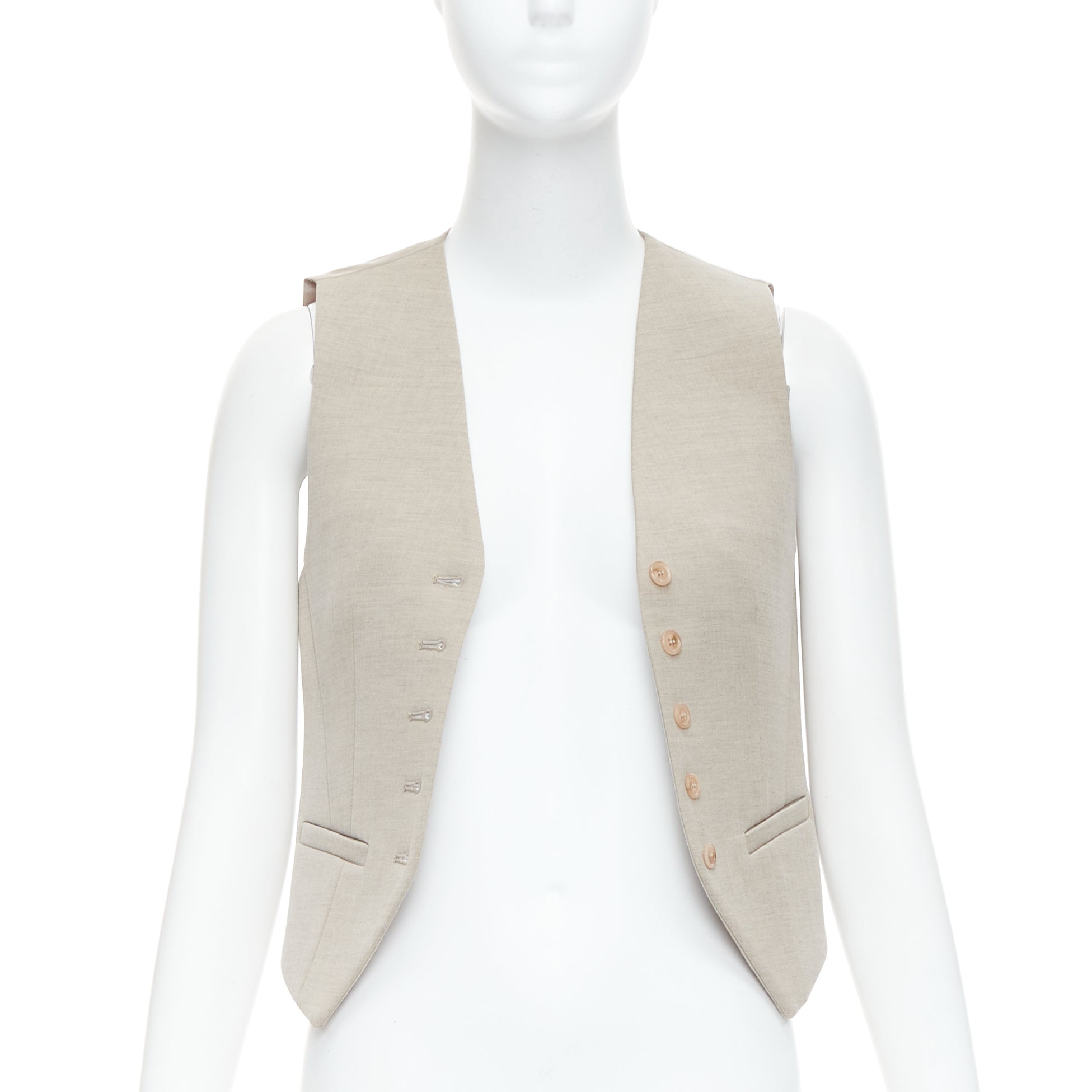 The Frankie Shop Khaki Waistcoat Vest - Image 6