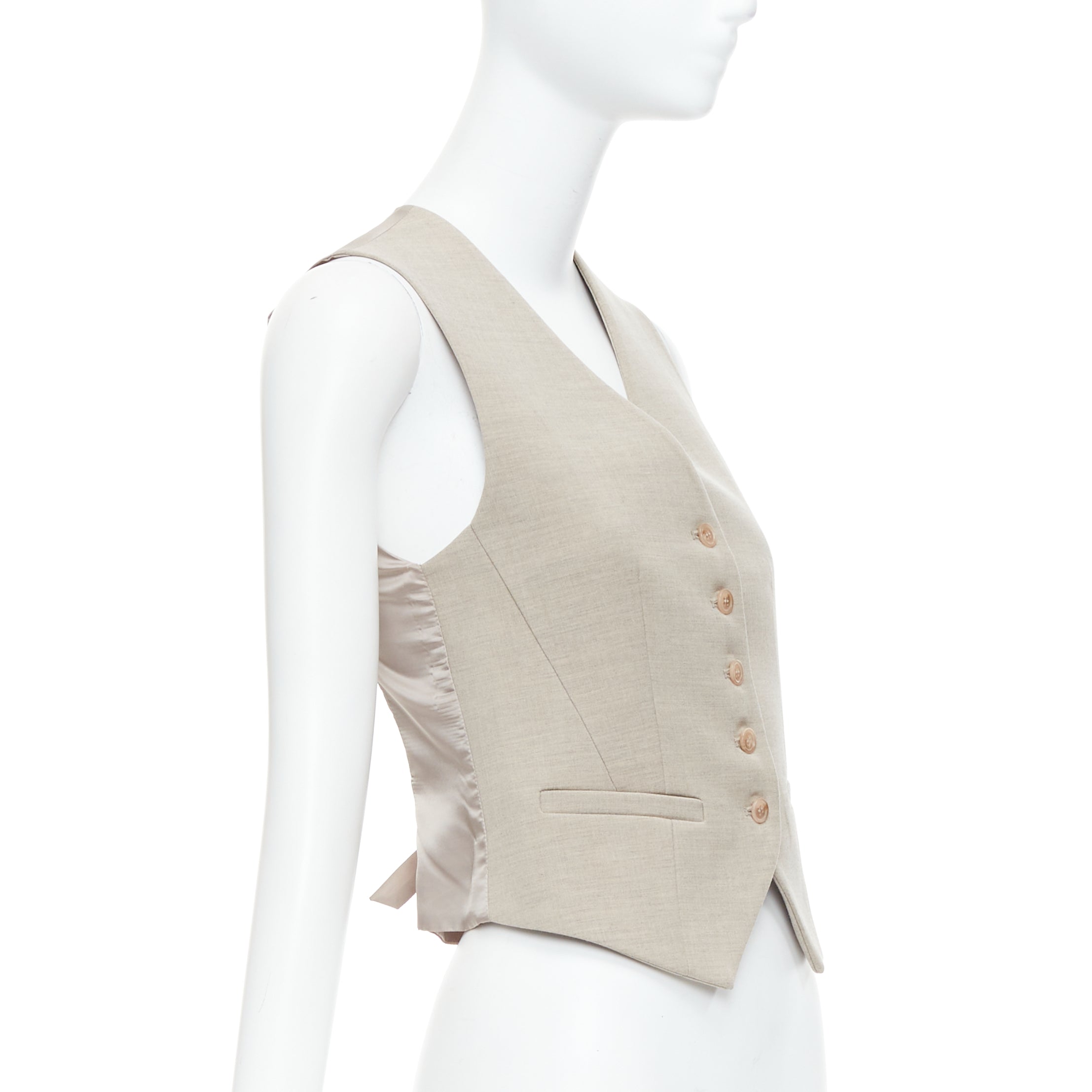 The Frankie Shop Khaki Waistcoat Vest - 4
