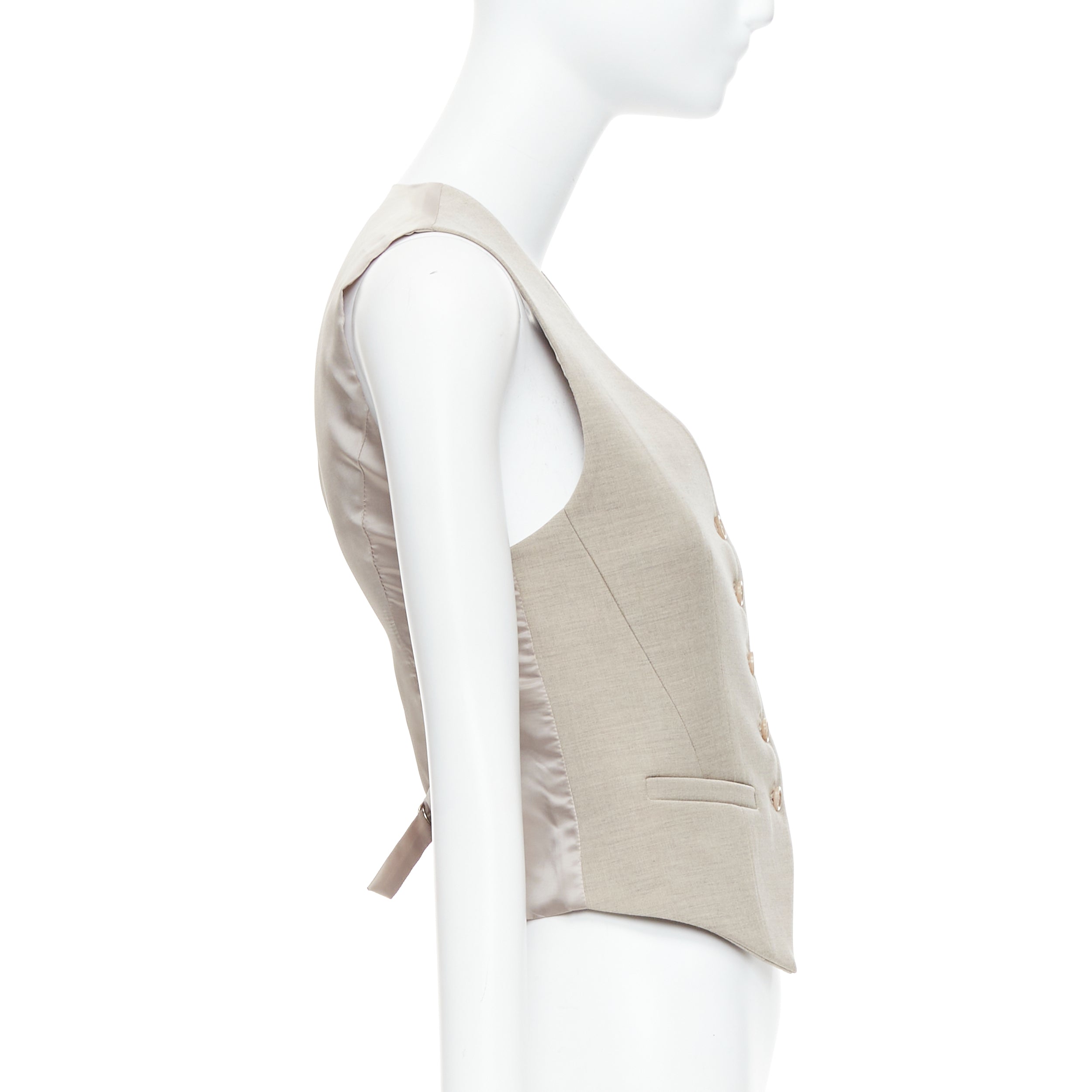 The Frankie Shop Khaki Waistcoat Vest - Side view