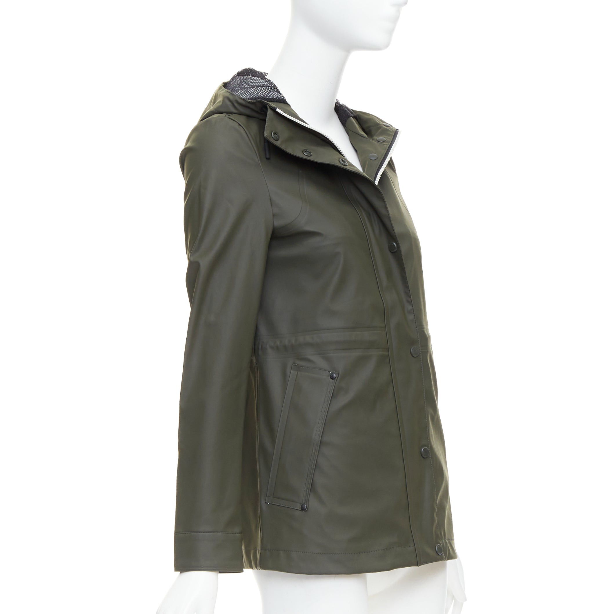 Hunter Green Rubberized Rain Jacket - 4