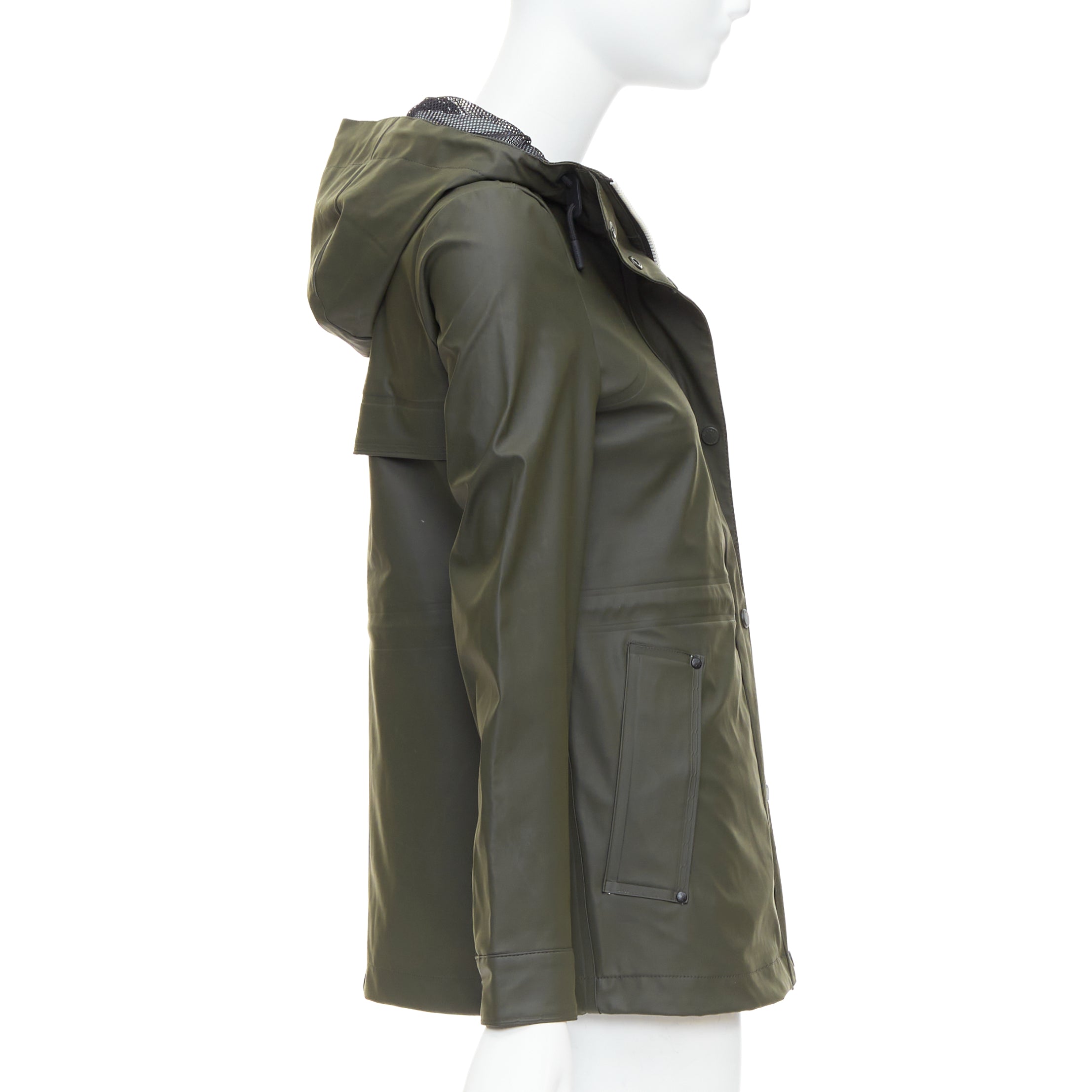 Hunter Green Rubberized Rain Jacket - Side view