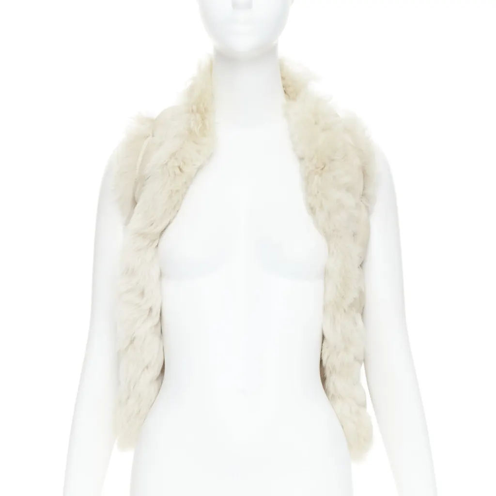 Joseph Beige Fur Bolero Vest Beige Leather Fair - Inside View